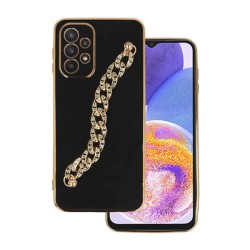 Samsung Galaxy A23 4G/5G Black Silicone Gel Case With Camera Protector And Chain Design 4