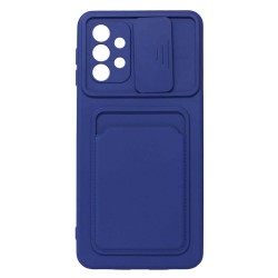 Funda De Gel De Silicona Samsung Galaxy A32 5G A326 Azul Con Protector De Cámara Y Bolsa Para Tarjeta