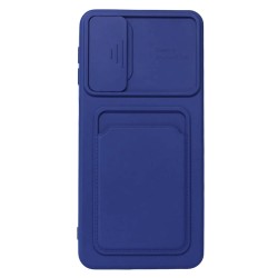 Funda De Gel De Silicona Samsung Galaxy A32 5G A326 Azul Con Protector De Cámara Y Bolsa Para Tarjeta