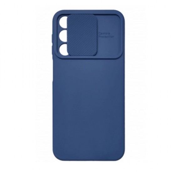 Capa Silicone Gel Samsung Galaxy A25 5g/A24 4g Azul Escuro Com Protetor De Câmera E Janela Deslizante