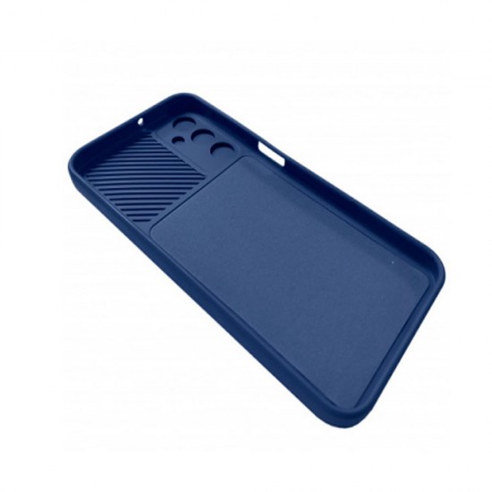 Funda De Gel De Silicona Samsung Galaxy A25 5G/A24 4G Azul Oscuro Con Protector De Cámara Y Ventana Deslizante