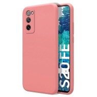 Capa Silicone Samsung Galaxy S20 Fe Rosa Com Protetor De Câmera Robusta