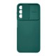 Funda De Gel De Silicona Samsung Galaxy A14 4G/5G Verde Oscuro Con Protector De Cámara Y Ventana Deslizante