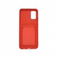 Samsung Galaxy A02S Red Silicone Gel Case Card Pocket