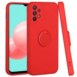 Funda De Gel De Silicona Samsung Galaxy A33 5g Rojo Con Protector De Cámara, Anillo Y Cadena