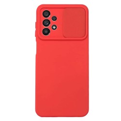 Funda De Gel De Silicona Samsung Galaxy A23 4G/5G Roja Con Protector De Cámara Y Ventana Deslizante