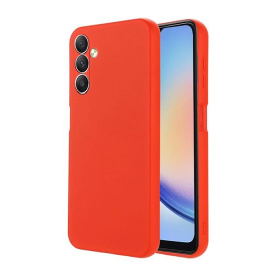 Capa Silicone Gel Samsung Galaxy A24 Vermelho Com Protetor De Câmera Robusta