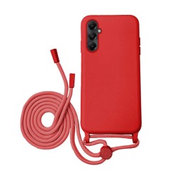 Capa Silicone Samsung Galaxy A15 Vermelho Com Corda