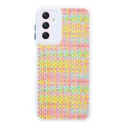 Samsung Galaxy A54 5G White Fabric Tweed Silicone Gel Case With Camera Protector