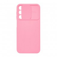 Capa Silicone Gel Samsung Galaxy A25 5g/A24 4g Rosa Clara Com Protetor De Câmera E Janela Deslizante