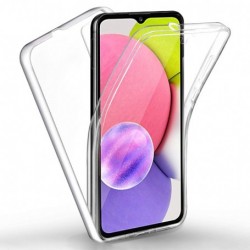 Funda De Silicona Dura 360° Samsung Galaxy A03 Core Transparente Con Protector De Cámara