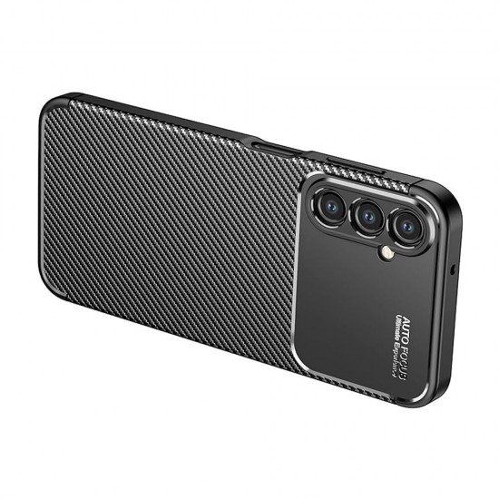 Capa Silicone Gel Carbon Samsung Galaxy A24 4g/A25 5g Preto Auto Focus Vennus Com Protetor De Câmera