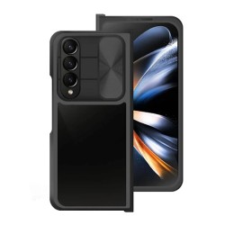 Funda De Silicona TPU Samsung Galaxy Z Fold 4 Negra Con Ventana Deslizante