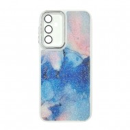 Funda De Silicona TPU Samsung Galaxy A24 4G Azul Glitter Con Lente Protectora De Cámara Elektro