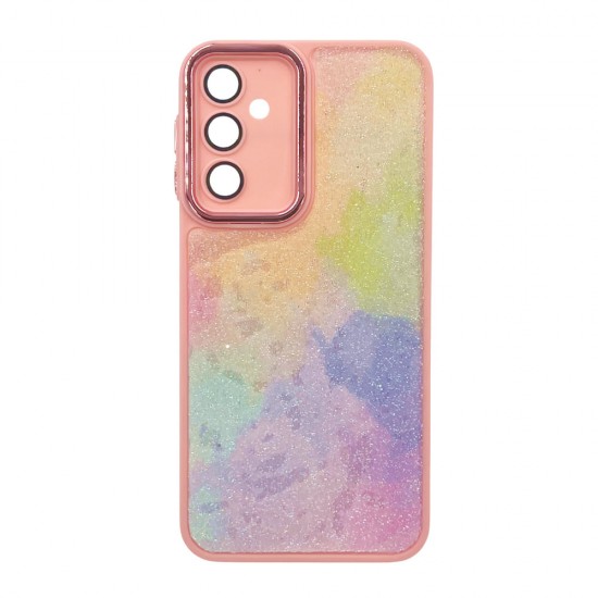 Funda De Silicona TPU Samsung Galaxy A24 4G Rosa Glitter Con Lente Protectora De Cámara Elektro