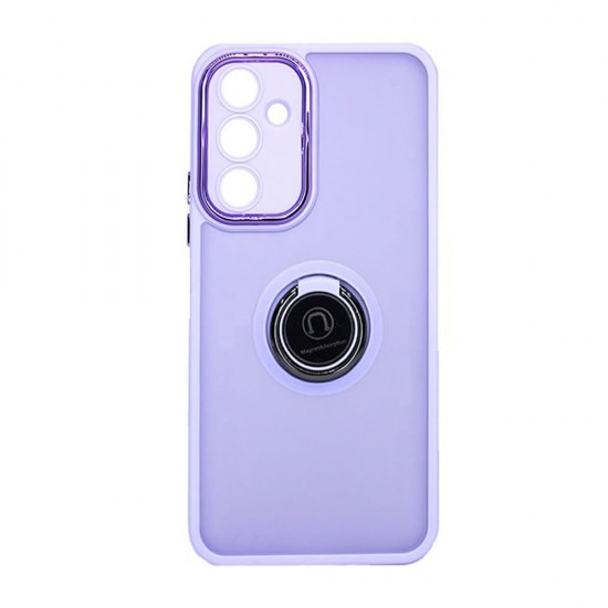 Funda De Silicona TPU Samsung Galaxy A24 4G Lila Anillo Magnetico Con Protector De Cámara