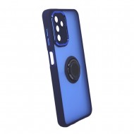 Capa Silicone Tpu Com Anel De Dedo Magnético Samsung Galaxy A24 4g Azul Com Protetor De Câmera