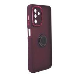 Samsung Galaxy A24 4G Purple Magnetic Ring TPU Silicone Case With Camera Protector