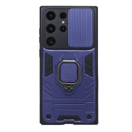 Funda De Silicona Antigolpes Anel De Dedo Samsung Galaxy S23 Ultra Azul Con Protector De Cámara Y Ventana Deslizante