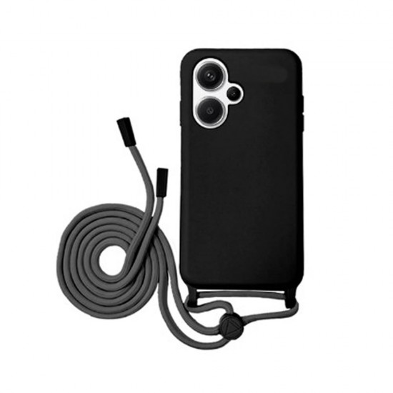 Capa Silicone Xiaomi Redmi 13 Preto Com Corda