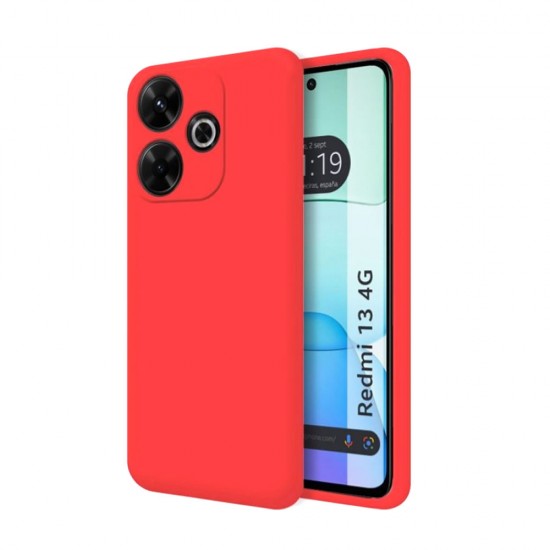 Capa Silicone Gel Xiaomi Redmi 13 Vermelho Com Protetor De Câmera