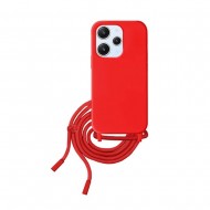 Capa Silicone Xiaomi Redmi 12 Vermelho Com Corda