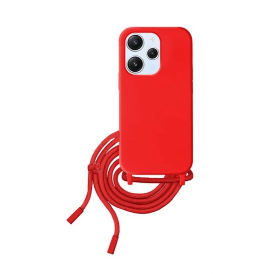 Funda De Silicona Xiaomi Redmi 12 Rojo Con Cuerda