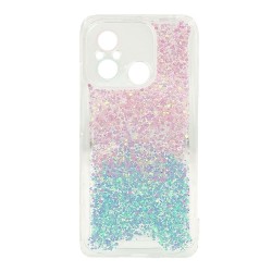 Xiaomi Redmi 12C Pink Blue Glitter Hard Anti-Shock Silicone Case With Camera Protector