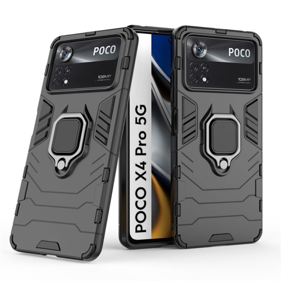 Funda De Silicona Antigolpes Armor Carbon Xiaomi Poco X4 Pro 5G Negro Ring Armor
