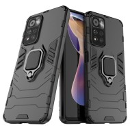 Funda De Silicona Dura Y Metal Con Anillo Para El Dedo Xiaomi Poco M4 Pro 5G Negro Ring Armor Case