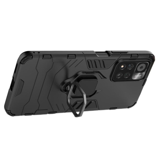Capa Silicone Dura E Metal Com Anel De Dedo Xiaomi Poco M4 Pro 5g Preto Ring Armor Case