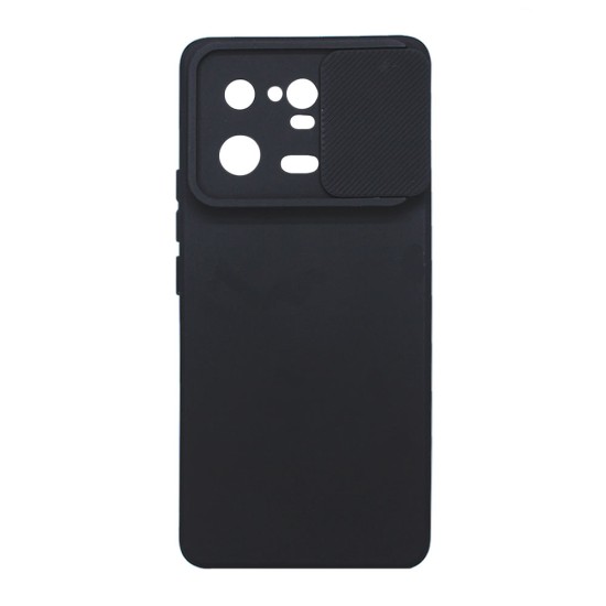 Funda De Gel De Silicona Xiaomi 13 Pro Negra Con Protector De Cámara Y Ventana Deslizante