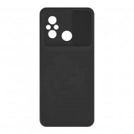 Funda De Gel De Silicona Xiaomi Redmi 12C Negra Con Protector De Cámara Y Ventana Deslizante