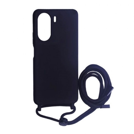 Funda De Silicona Xiaomi Redmi 13C Negro Robusta Con Cuerda