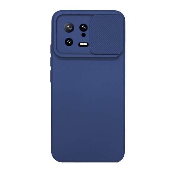 Funda De Gel De Silicona Xiaomi 13 Azul Marino Con Protector De Cámara Y Ventana Deslizante