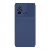 Funda De Gel De Silicona Xiaomi Redmi 12C Azul Marino Con Protector De Cámara Y Ventana Deslizante