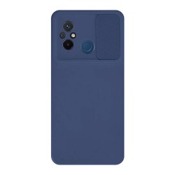 Xiaomi Redmi 12C Navy Blue With Camera Protector And Sliding Window Silicone Gel Case