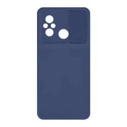 Xiaomi Redmi 12C Navy Blue With Camera Protector And Sliding Window Silicone Gel Case