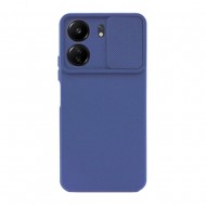 Capa Silicone Gel Xiaomi Redmi 13c 4g Azul Com Protetor De Câmera E Janela Deslizante