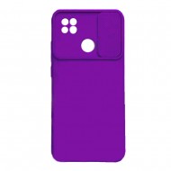Funda De Gel De Silicona Xiaomi Redmi 10A/9C Violeta Con Protector De Cámara Y Ventana Deslizante