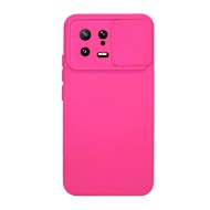Funda De Gel De Silicona Xiaomi 13 Rosa Shock Con Protector De Cámara Y Ventana Deslizante