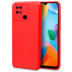 Funda De Gel De Silicona Xiaomi Redmi 10c Rojo Con Protector De Cámara Robusta