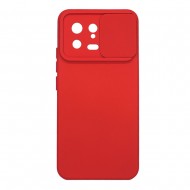 Funda De Gel De Silicona Xiaomi 13 Roja Con Protector De Cámara Y Ventana Deslizante