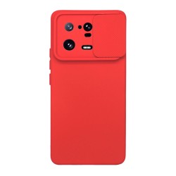 Xiaomi 13 Pro Red With Camera Protector And Sliding Window Silicone Gel Case