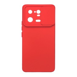 Xiaomi 13 Pro Red With Camera Protector And Sliding Window Silicone Gel Case