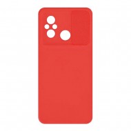 Funda De Gel De Silicona Xiaomi Redmi 12C Roja Con Protector De Cámara Y Ventana Deslizante