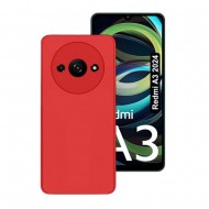 Capa Silicone Xiaomi Redmi A3 Vermelho Com Protetor De Câmera