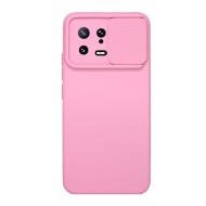 Funda De Gel De Silicona Xiaomi 13 Rosa Claro Con Protector De Cámara Y Ventana Deslizante