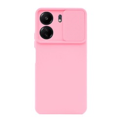 Capa Silicone Gel Xiaomi Redmi 13c 4g Rosa Clara Com Protetor De Câmera E Janela Deslizante