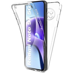 Funda De Silicona Dura 360° Xiaomi Redmi Note 9 5G Transparente Con Protector De Cámara